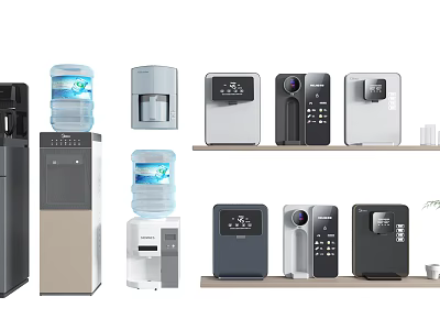 Essential Daily Use Electrical Appliances For Home With Water Dispensers Coffee Makers And Refrigerators 3d model