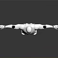 Game Movie Character Silver Robot With CyberNation Logo On Chest And Outstretched Arms