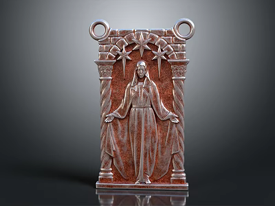 Decorative Metal Wall Hanging With Carved Figure Arch Design And Star Patterns For Home Decoration 3d model