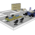 Modern Interior Layout Featuring Sofa Coffee Table Combination Desk And Chairs