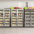 Commercial Refrigerators Freezers With Transparent Glass Doors And Display Shelves For Food Storage
