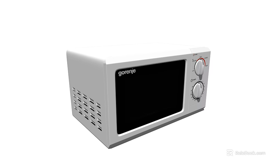 White Microwave Oven With Control Knobs For Daily Kitchen Appliance Use 3d model 