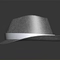 Gray Straw Fedora Hat With White Band For Stylish Casual Wear