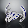 Modern White And Blue Spacecraft With Curved Wings For Space Exploration