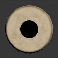 Decorative Traditional Wooden Drum as Musical Instrument with Red Yellow Patterns and Black Center Hole