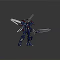 Blue Mecha Robot Action Figure With Swords Guns And Detailed Armor Design