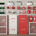 Various Types of Fire Safety Equipment Including Fire Hydrants Extinguishers Alarm Devices And Indicator Lights