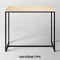Simple Modern Dining Table With Light Wooden Top And Black Metal Frame