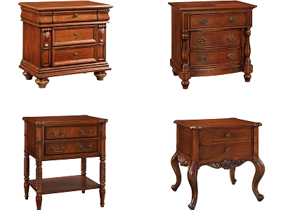 Traditional Wooden Bedside Tables With Multiple Drawers Decorative Carved Legs And Classic Design 3d model