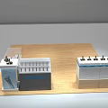 Modern Acrylic Display Shelves With Wooden Base Multi Layer Design And Blue Accents For Product Showcase