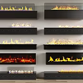 Modern Wall Mounted Fireplace Designs With Various Flame Styles And Displays 3d model