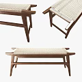 Modern Minimalist Sofa Bench With Wooden Frame And Rattan Seat Design