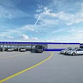 107 National Highway Service Area With Blue Roof Parking Lot Cars Bus And People
