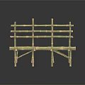 Handcrafted Bamboo Bench With Rustic Design And Natural Wooden Structure 3d model