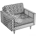 Stylish Black Leather Accent Chair with Tufted Back White Fur Throw and Wooden Legs