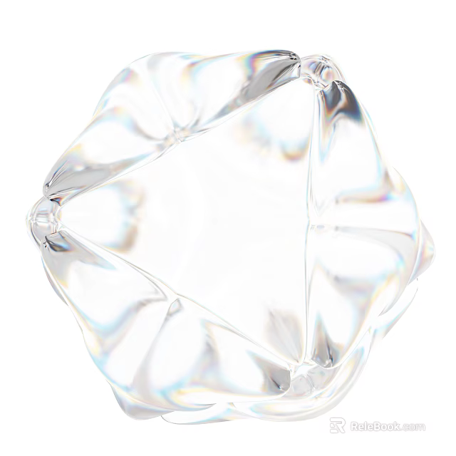 Clear Crystal Polygonal Cut Decorative Ornament Set With Reflective Light Effects 3d model 