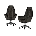 Modern Quilted Leather Office Chair With Ergonomic Design Swivel Base And Wheels