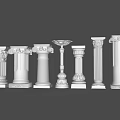 Decorative Classical Roman Columns With Various Ornate Designs And Architectural Details