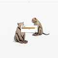 Two Sitting Monkey Sculptures With Realistic Details On White Background 3d model
