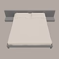 Modern Double Bed with Light Colored Mattress and Attached Side Shelf Headboard
