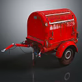 Red Vintage Single Wheel Trailer With Rustic Metal Body And Old Design