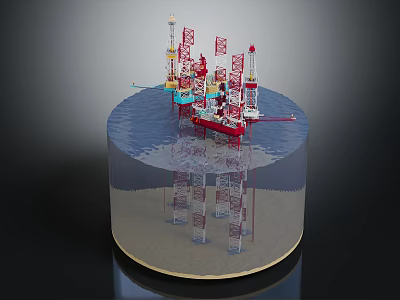 Offshore Oil Drilling Platform Structure With Marine Drilling Equipment And Underwater Supports 3d model