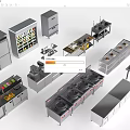 Stainless Steel Commercial Kitchen Equipment With Refrigerators Stoves Workstations And Shelves