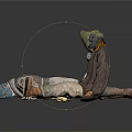 Two Character Models With Sitting And Lying Poses In Casual Clothing