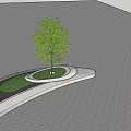 Modern Irregular Tree Pit With Green Tree Lawn Area And Pathway 3d model