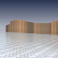 Modern Wooden Feature Wall with Curved Design in Open Space and Tiled Floor
