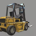 Yellow Industrial Forklift With Black Cabin Forks And Wheels Design