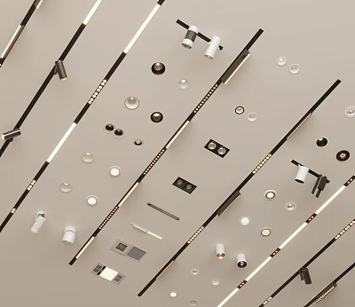 Downlights and Spotlights Indoor Lighting Product Showcase Various Styles Sizes Installation Accessories 3d model