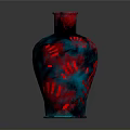 Decorative Blue Red Vase With Cross Patterns As Household Decorative Item