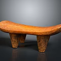 Rustic Wooden Stool with Curved Seat Three Legs and Brown Handcrafted Design