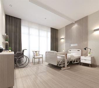 Modern Ward Hospital Ward Bed Wheelchair 3d model