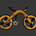 Yellow Modern Bicycle With Streamlined Frame Black Rims And Wide Off Road Tires