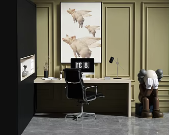 Modern desk and chair furniture combination 3d model