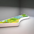 Commercial Equipment Curved Display Model With White Base Green Areas Blue Sections And Greenhouse Structures