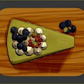 Delicious Layered Cake With Green Icing Fresh Berries And Wooden Serving Tray