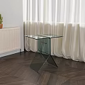 Modern Transparent Glass Top Side Table With Geometric Base In Living Room