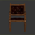 Classic Accent Chair With Tufted Leather Upholstery And Wooden Frame Armrest Design