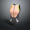 Stylish Women's Bodysuit With Pink Black Yellow Contrast Panels And Zipper Front