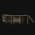 Ancient Architecture Wooden Curved Layered Structure Traditional Design Elements 3d model
