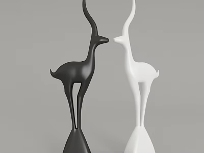 Modern Black And White Deer Decorative Figurine Ornament Set for Home Decor 3d model