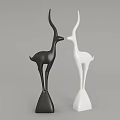 Modern Black And White Deer Decorative Figurine Ornament Set for Home Decor