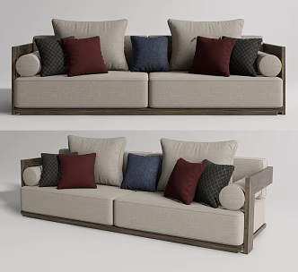 New Chinese-style double sofa 3d model