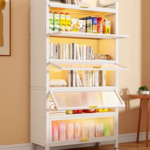 Household Steel Children's Bookshelf Storage Rack Floor-Standing Living Room Wrought Iron Top-Flip Dustproof Bookcase Storage Rack 3d model
