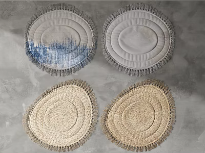 Stylish Round Rugs With Fringe Edges And Diverse Textures For Modern Home Decor 3d model