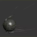 Detailed Spherical 3D Equipment Model With Metal Rods Mechanical Structure And Transparent Surface
