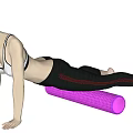 Woman Doing Side Plank Exercise With Purple Foam Roller For Fitness Routine